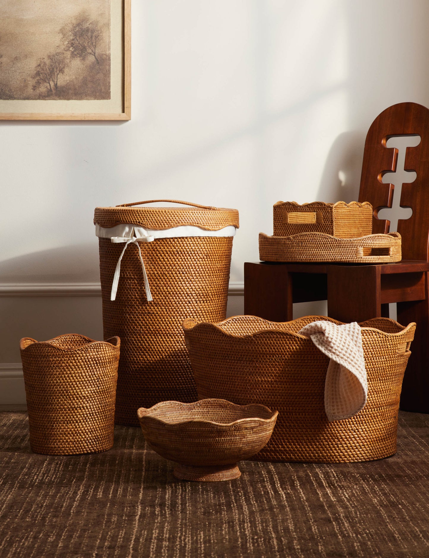 Panier à linge en rotin Tyna