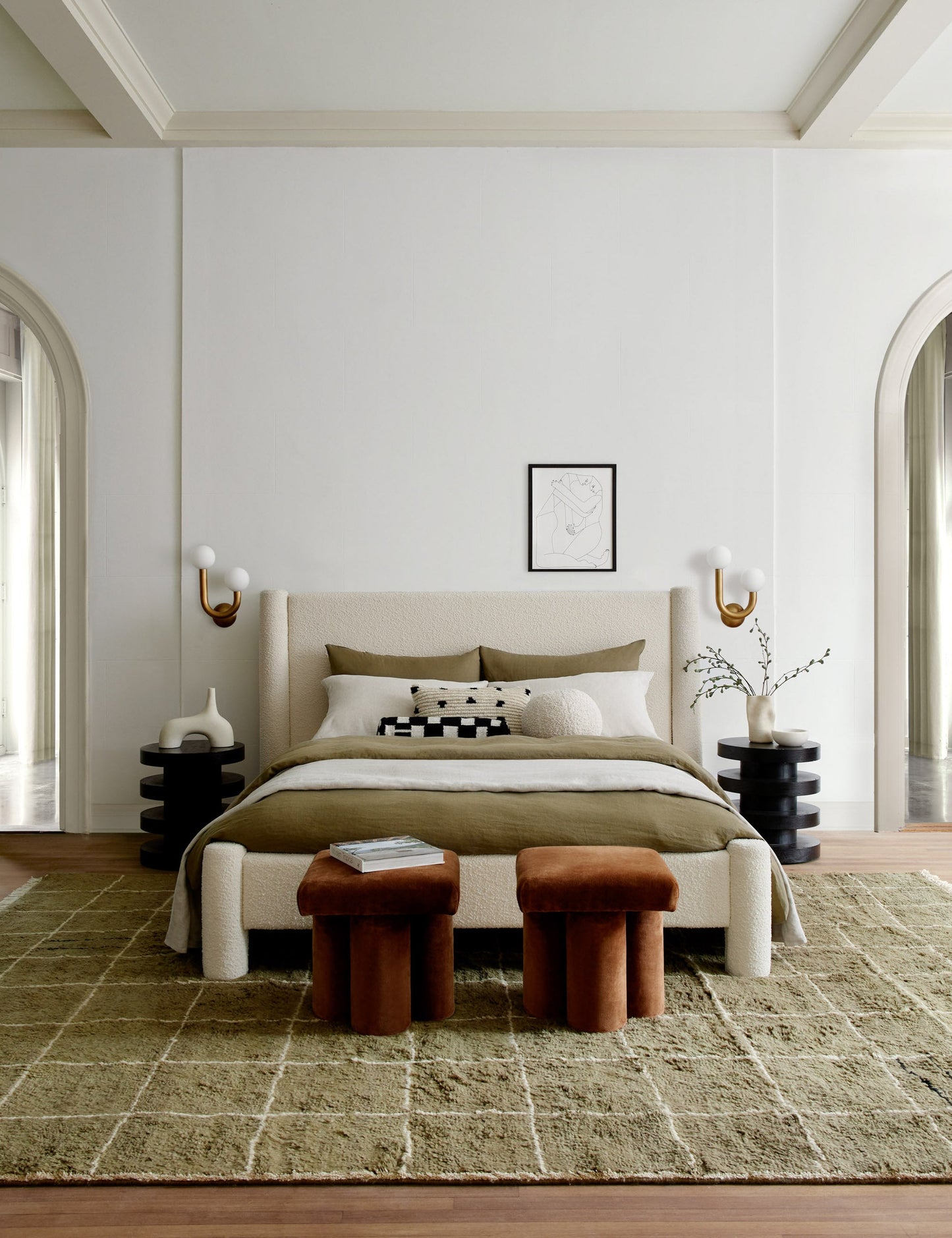 Tapis en laine noué à la main à grille irrégulière par Sarah Sherman Samuel