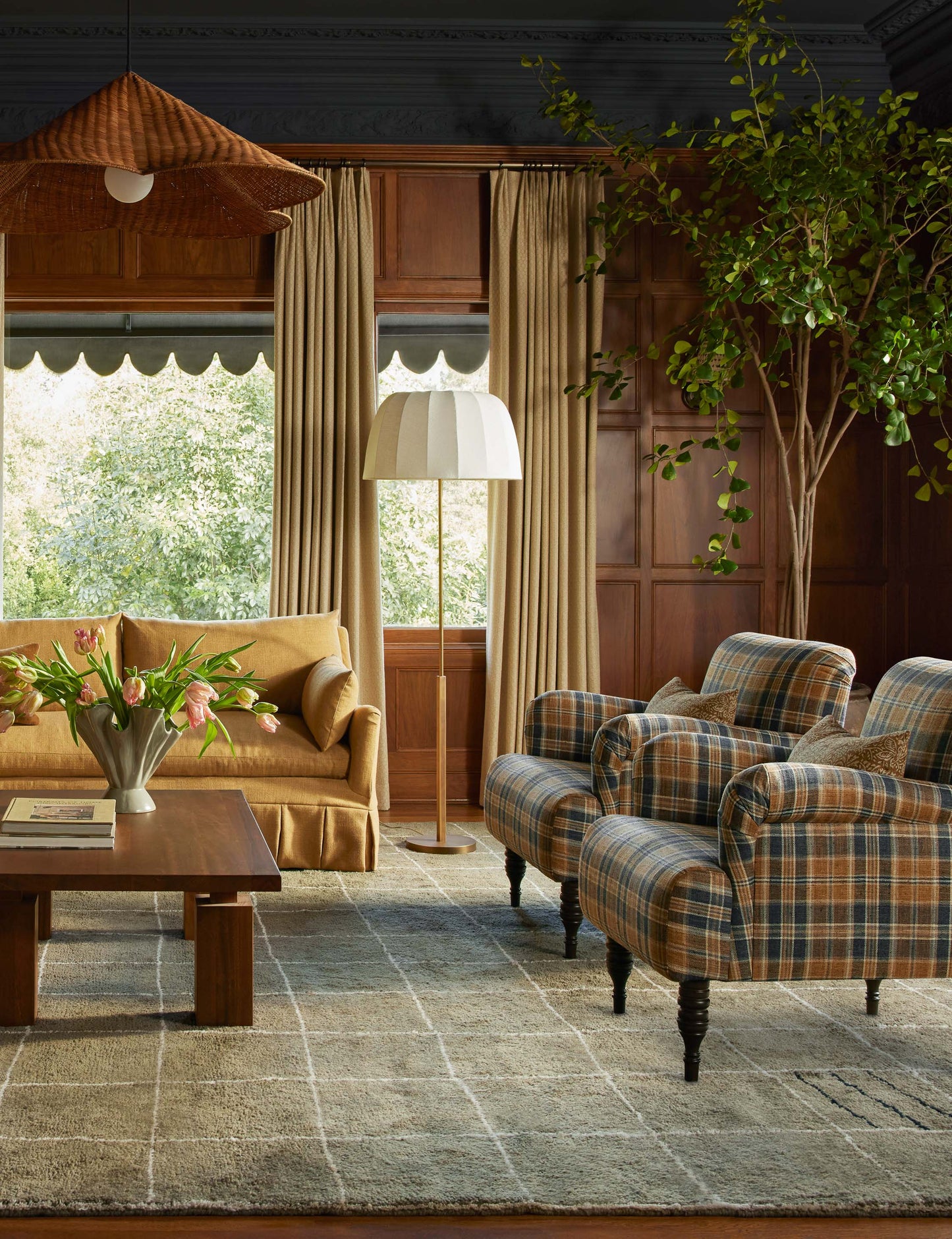 Tapis en laine noué à la main à grille irrégulière par Sarah Sherman Samuel