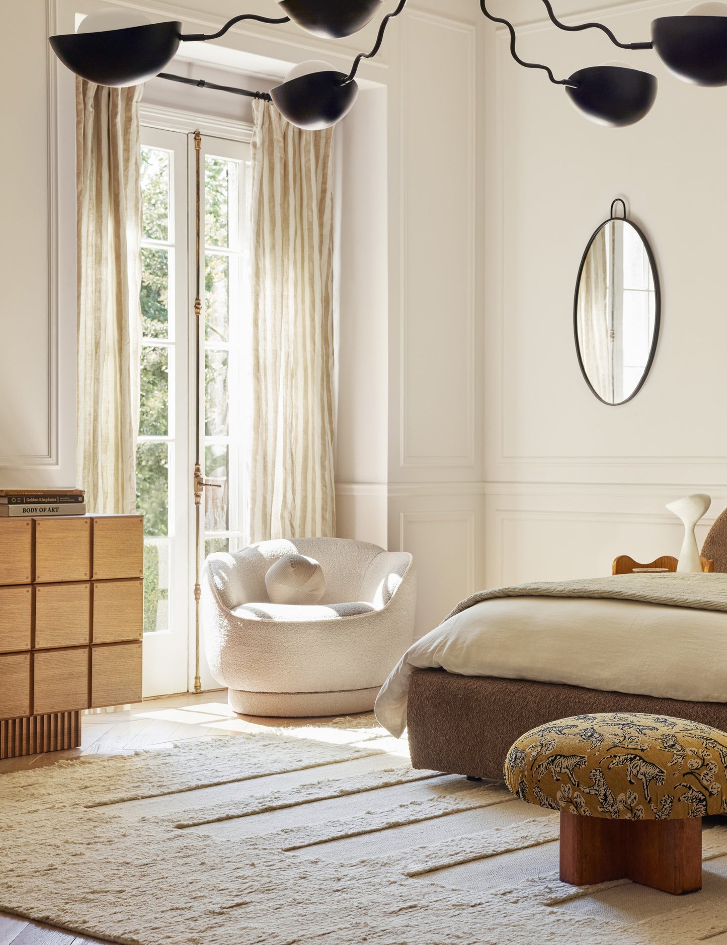 Panneau de rideau en lin à rayures picturales par Sarah Sherman Samuel